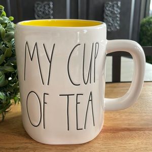 Rae Dunn MY CUP OF TEA Mug Yellow Inside